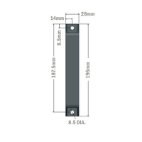 50-200-3 MODULAR SOLUTIONS PROFILE<BR>30 SERIES PULL HANDLE 180MM GRAY W/HARDWARE